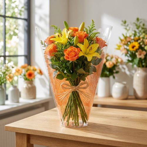 Flower bag jute pattern orange L40cm W12-30 50 pcs | Floristik24.co.uk