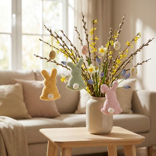 Product Easter bunny for hanging, a cute spring decoration for indoors, 13cm, 3 pieces