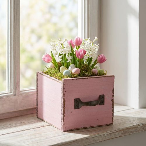 Plant drawer wooden decorative plant box pink 12.5cm | Floristik24.co.uk