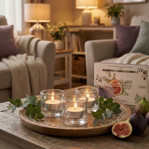 Scented Candles Bergamot Wild Fig Tealights Ø3.5cm 12 pcs | Floristik24.co.uk