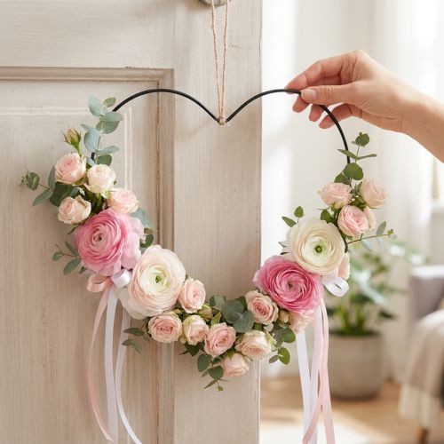 Metal ring heart shape, hanging decoration metal, decoration loop black W32.5cm 4 pieces | Floristik24.co.uk