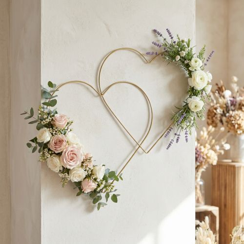 Metal ring heart shape, hanging decoration metal decoration loop gold 32.5cm 4 pieces | Floristik24.co.uk
