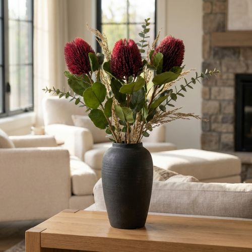 Artificial flowers, Banksia, Proteaceae wine red L58cm H6cm 3pcs | Floristik24.co.uk