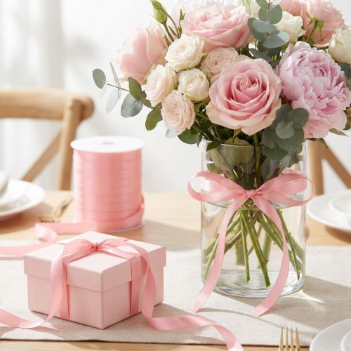 Ribbon for decorating gifts, perfect for special occasions, pink, 10mm, 250m | Floristik24.co.uk