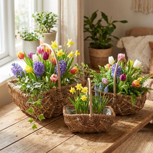 Handle basket rectangular nature 34×26/29×20/24×15cm set of 3 | Floristik24.co.uk
