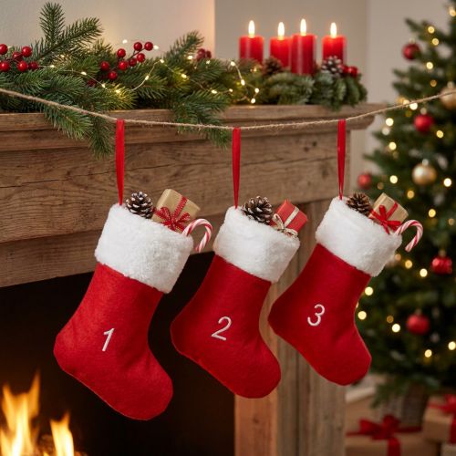 Advent calendar to fill boots felt red white 155cm | Floristik24.co.uk
