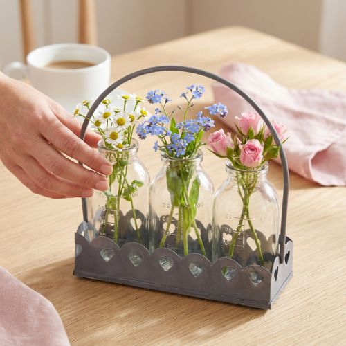 Product Mini Bottle Decorative Vase Tray Rectangular Grey 15.5x6cm