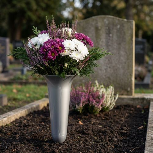 Grave vase silver 40cm | Floristik24.co.uk