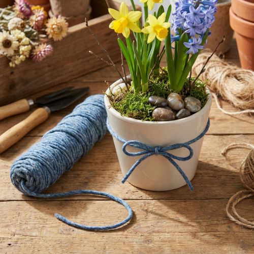 Wick thread felt cord, felt cord, wool cord mottled blue 55m | Floristik24.co.uk