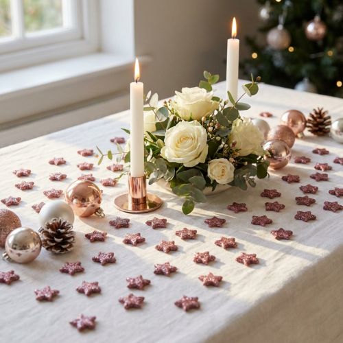 Mini Scatter Decoration Stars Decoration Glitter Pink 1.5cm 144 Pcs | Floristik24.co.uk