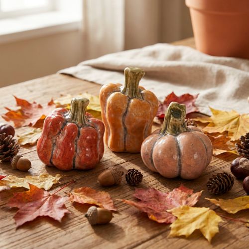 Product Pumpkin Set: Small decorative pumpkins for autumn decoration, 5cm, 3 pieces