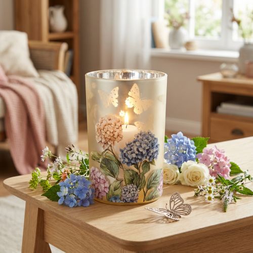 Product Glass tealight holder with floral motif for harmonious living moments, 18cm