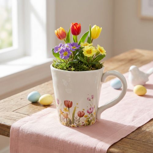 Ceramic plant pot with floral