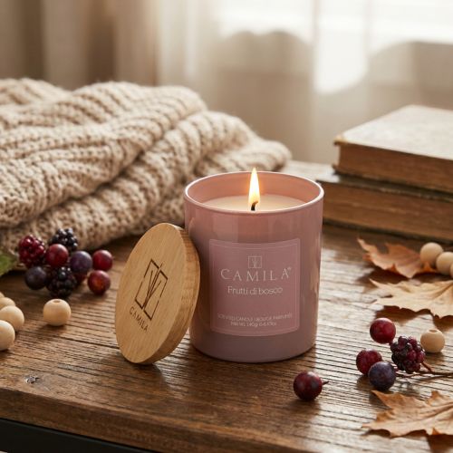 Scented candle in glass Camila forest fruit Ø7.5cm H8cm | Floristik24.co.uk