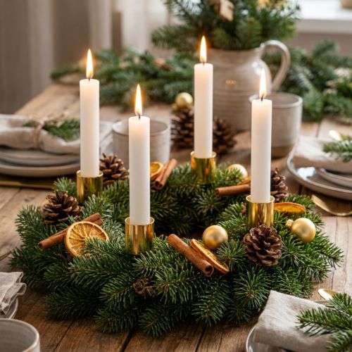 Candle holders for taper candles, gold, Ø3.2cm, H4cm, 4 pieces | Floristik24.co.uk