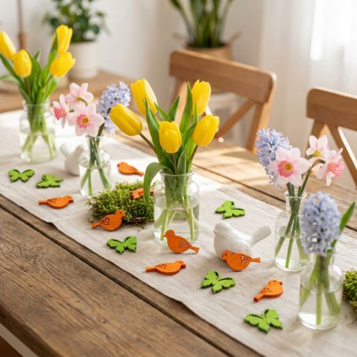 Decoration Bird and Butterfly Wooden Scatter Decoration Colorful 2cm 144 Pcs | Floristik24.co.uk