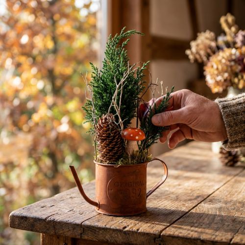 Rust decorative watering can mini plant pot metal Ø10cm H9cm | Floristik24.co.uk