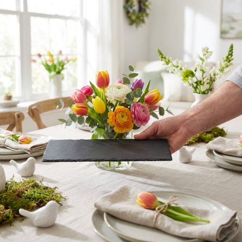 Product Natural Slate Plate Rectangular Stone Tray Black 30×12.5cm 4 pcs