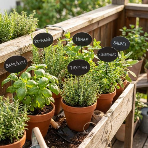 Flowerbed stakes garden stakes wooden signs oval black H17.5cm 12pcs | Floristik24.co.uk