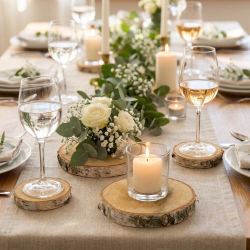 Round birch slices Ø11-13cm, 12 pieces - Perfect decoration for weddings, crafts, table decoration | Floristik24.co.uk