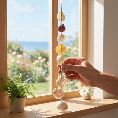 Decorative hanger maritime shell decoration natural Ø5–10cm 70cm | Floristik24.co.uk