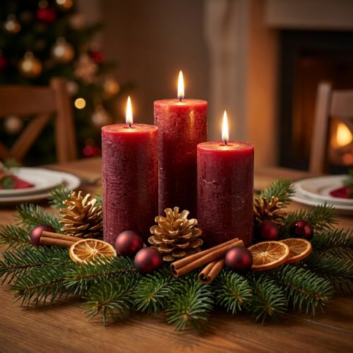 Candles solid colored dark red 34mm x 300mm 4pcs | Floristik24.co.uk
