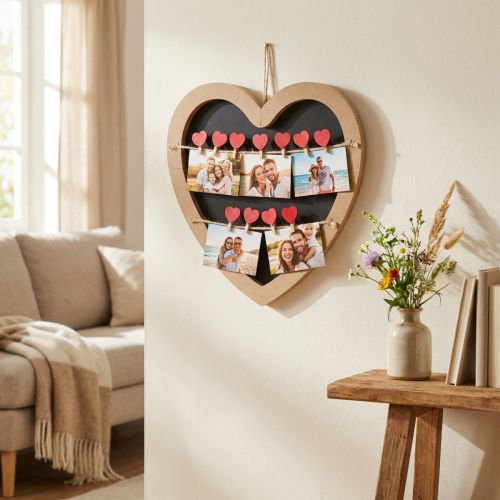 Wall decoration heart photo holder memo holder 10 clips 30cm | Floristik24.co.uk