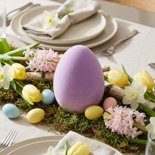 Easter egg decoration – 2nd choice – plastic purple flocked 20cm | Floristik24.co.uk