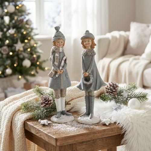 Deco figures winter children figures girls H19cm 2pcs | Floristik24.co.uk