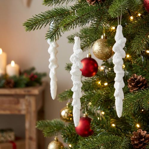 Product Icicle decoration snow-covered Christmas tree decoration 14cm 4 pieces
