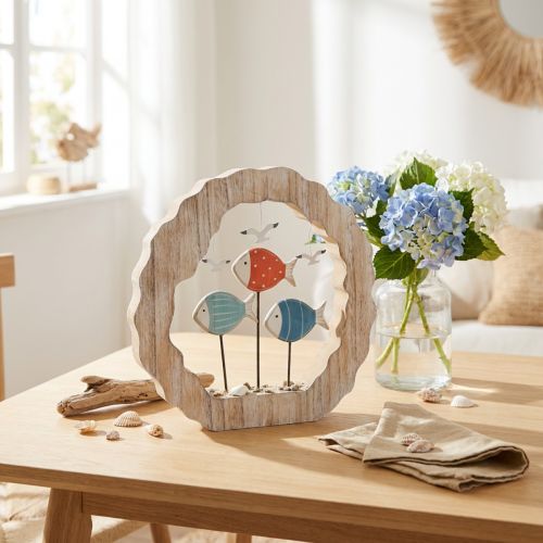 Table decoration fish wood to place blue, red maritime decoration Ø28cm | Floristik24.co.uk