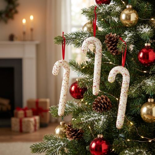 Candy Cane Hangers White Colorful Glitter Decoration 30cm 4-Piece Set | Floristik24.co.uk