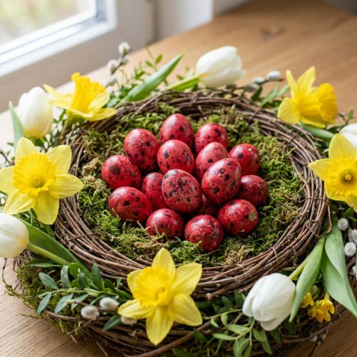 Quail egg red 3cm Easter decoration 50 pcs | Floristik24.co.uk