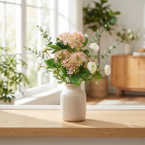 Snowball bush green pink white artificial 49cm | Floristik24.co.uk