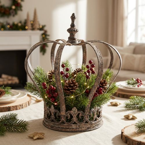 Decorative crown antique look metal decoration rust Ø19.5cm H22cm | Floristik24.co.uk