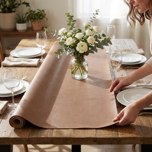 Product Faux leather brown decorative fabric leather table runner 33cm×1.35m