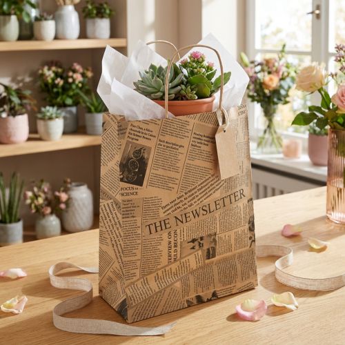 Paper carrier bags paper bags gift bags 18x9cm newspaper 50pcs | Floristik24.co.uk