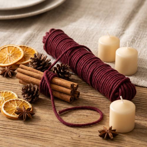 Wick thread, wool cord, Bordeaux, 55m string, floristry, crafts, DIY | Floristik24.co.uk