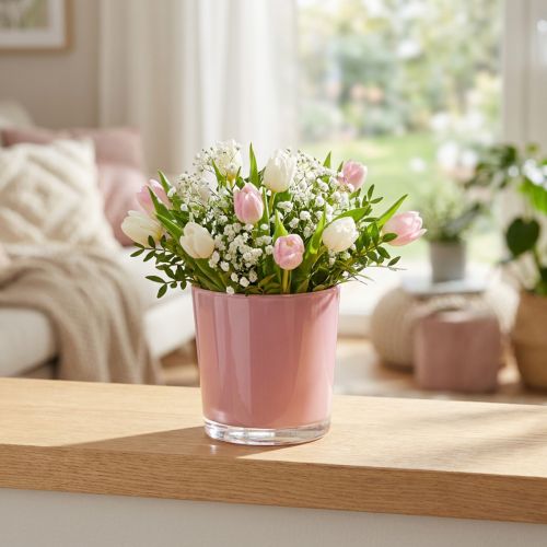 Glass pot Ø11.5cm H10.8cm old pink | Floristik24.co.uk