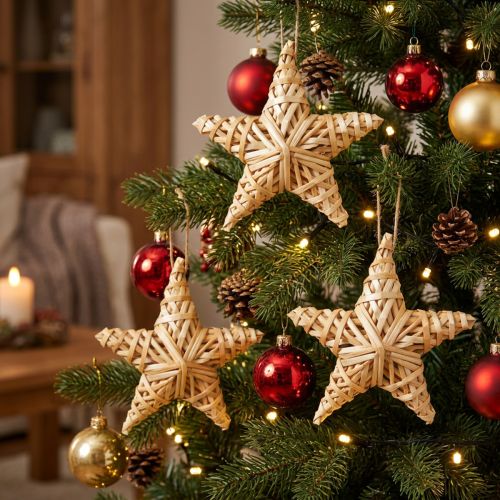 Decorative rattan stars for Christmas, 14.5cm, set of 3 | Floristik24.co.uk