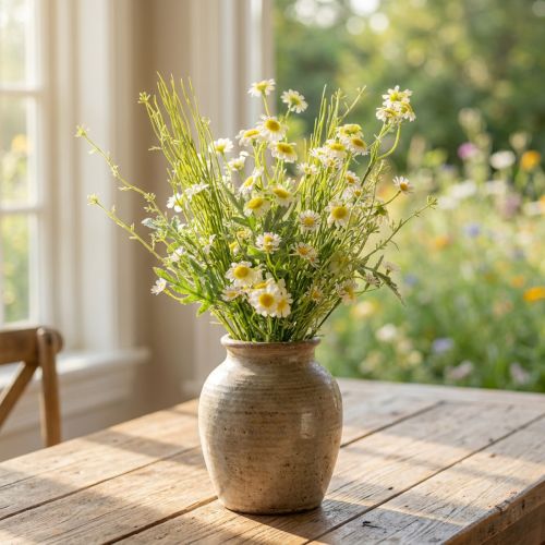 Artificial Chamomile Bouquet Green White Yellow 45cm | Floristik24.co.uk