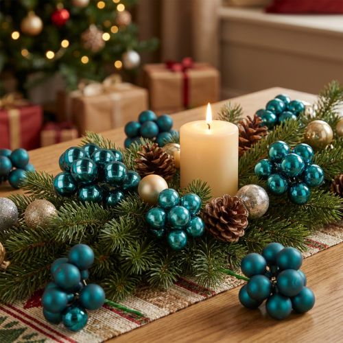 Product Mini Christmas Baubles 20mm Glossy Matte Mix Glass Opal Blue 140pcs