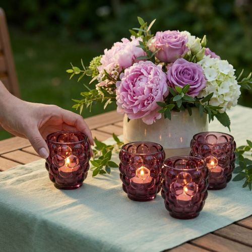 Berry Glass Tealight Holders Set of 4 Ø9cm H9.5cm | Floristik24.co.uk