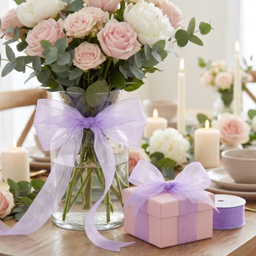 Organza ribbon with selvedge 40mm 50m light purple | Floristik24.co.uk