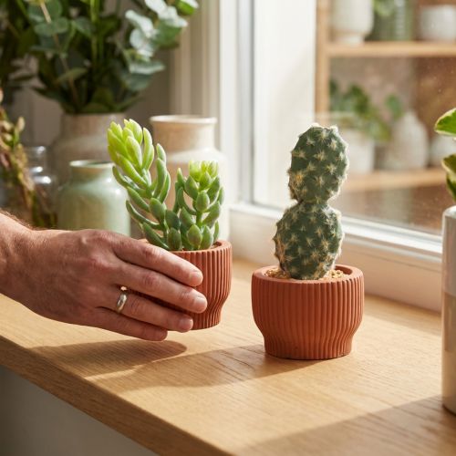Product Artificial Plants Succulent Cactus Artificial Green Plant 14.5/15.5cm 2pcs