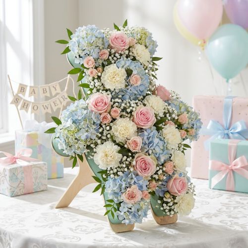 Floral foam teddy bear figure with stand, 48.5cm x 42cm, H5cm, 1 piece | Floristik24.co.uk