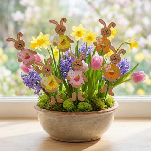 Easter decoration rabbit with egg 12cm L29cm 15 pcs | Floristik24.co.uk
