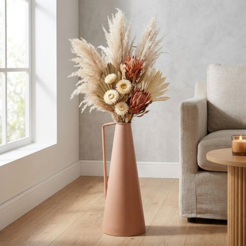 Metal floor vase, salmon design with handle - Conical, 20x19x48cm, for dried and artificial flowers. | Floristik24.co.uk