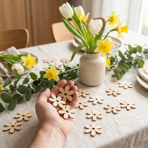 Wooden flowers scatter decoration flowers wood orange/pink/white 72 pcs | Floristik24.co.uk