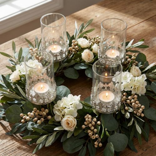 Tealight holder with glass for sticking vintage silver Ø5.5cm H8cm 4pcs | Floristik24.co.uk